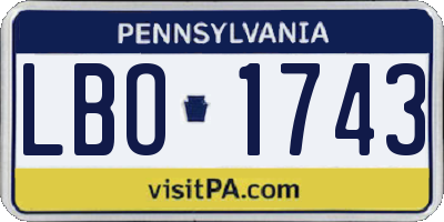 PA license plate LBO1743