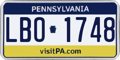 PA license plate LBO1748