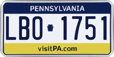 PA license plate LBO1751
