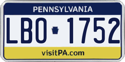PA license plate LBO1752