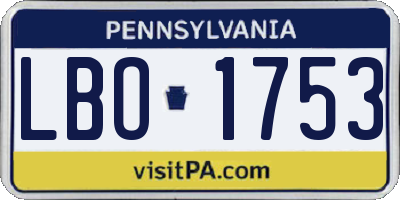 PA license plate LBO1753