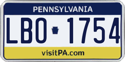 PA license plate LBO1754