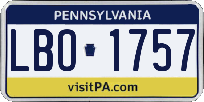 PA license plate LBO1757
