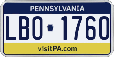 PA license plate LBO1760