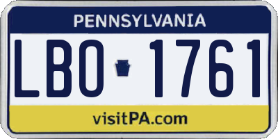 PA license plate LBO1761