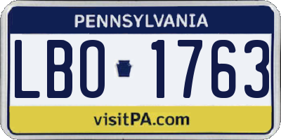 PA license plate LBO1763