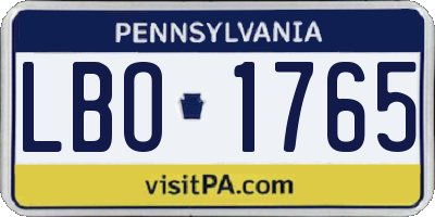 PA license plate LBO1765