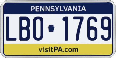 PA license plate LBO1769