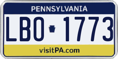 PA license plate LBO1773