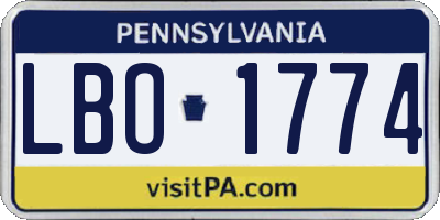 PA license plate LBO1774