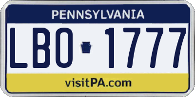 PA license plate LBO1777
