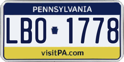 PA license plate LBO1778