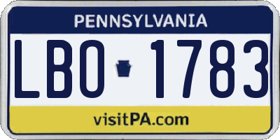 PA license plate LBO1783