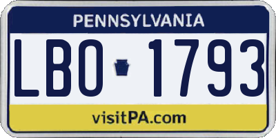 PA license plate LBO1793