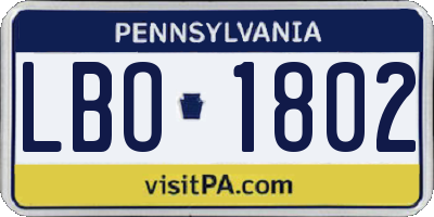 PA license plate LBO1802