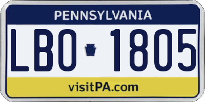 PA license plate LBO1805