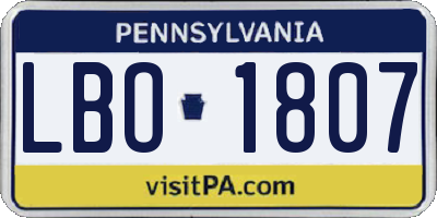 PA license plate LBO1807