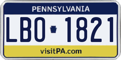 PA license plate LBO1821