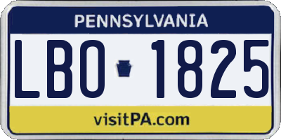 PA license plate LBO1825