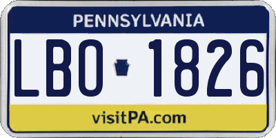 PA license plate LBO1826