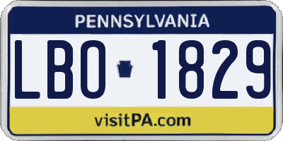 PA license plate LBO1829
