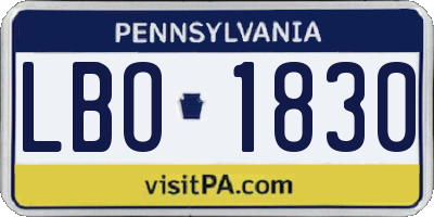 PA license plate LBO1830