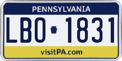 PA license plate LBO1831