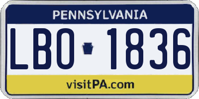 PA license plate LBO1836