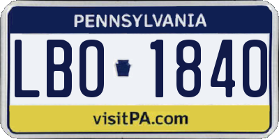 PA license plate LBO1840