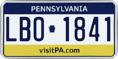 PA license plate LBO1841