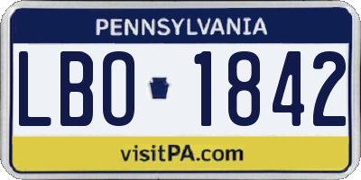 PA license plate LBO1842