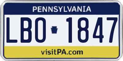 PA license plate LBO1847