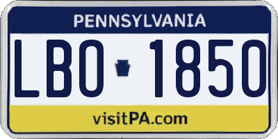 PA license plate LBO1850