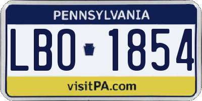 PA license plate LBO1854
