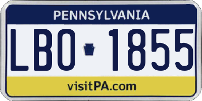 PA license plate LBO1855