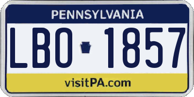PA license plate LBO1857