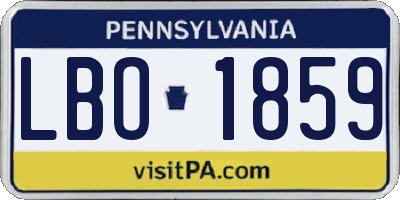PA license plate LBO1859