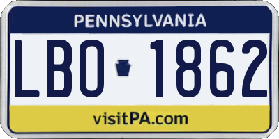 PA license plate LBO1862