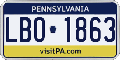 PA license plate LBO1863