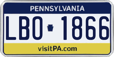 PA license plate LBO1866