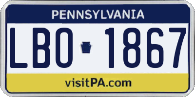 PA license plate LBO1867