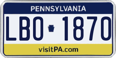 PA license plate LBO1870