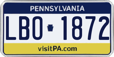 PA license plate LBO1872