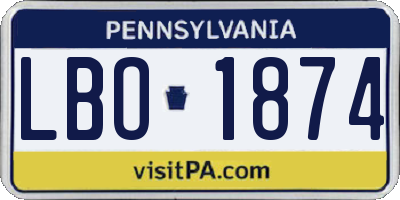 PA license plate LBO1874