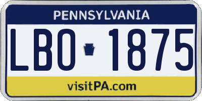 PA license plate LBO1875