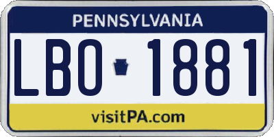 PA license plate LBO1881