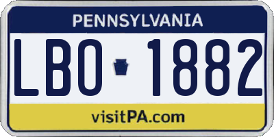 PA license plate LBO1882