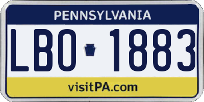 PA license plate LBO1883