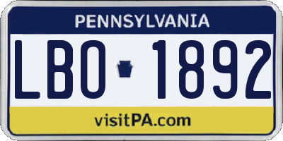PA license plate LBO1892