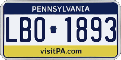 PA license plate LBO1893
